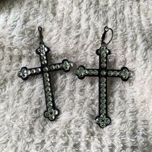 Boutique Black Cross Earrings